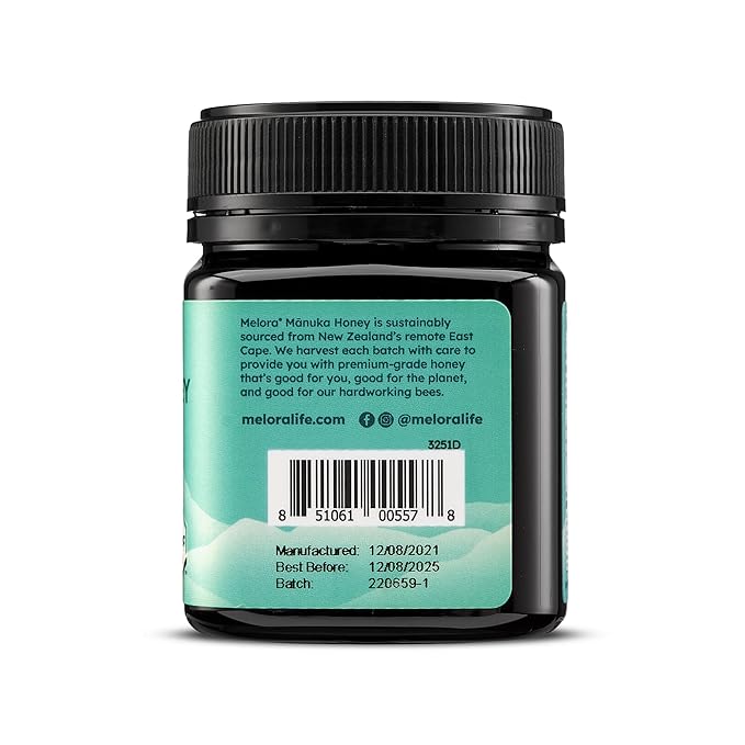 Melora Raw Manuka Honey from New Zealand | UMF 8+ | MGO 185+ | 8.8 Oz Jar | Safe for Skin Care | Edible &amp Healthy Sugar Alternative | Traceable from Hive to Hand Manuka Honey