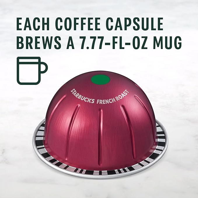 Starbucks by Nespresso Vertuo French Roast Dark Roast Coffee 32-count Coffee Pods Brews 7.8 oz. (Pack of 2)