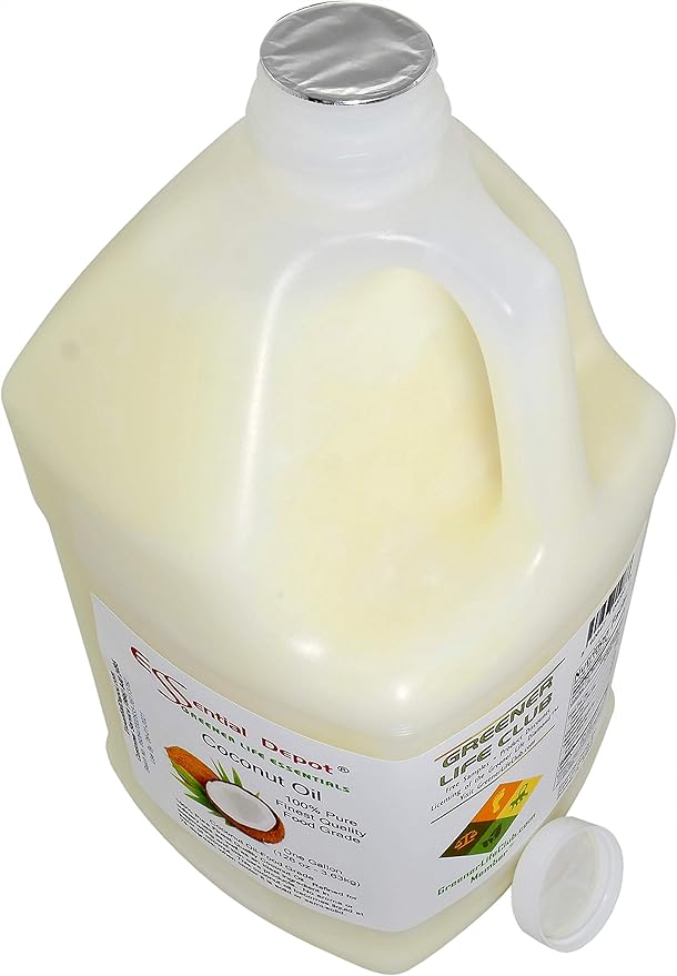 1 Gallon COCONUT Oil 76F + 1 Gallon RSPO Sustainable Not Hydrogenated PALM Oil Combination Pack - Food Grade - Safety Sealed Resealable HDPE Containers Microwave Safe (remove foil seal) Freezer Safe