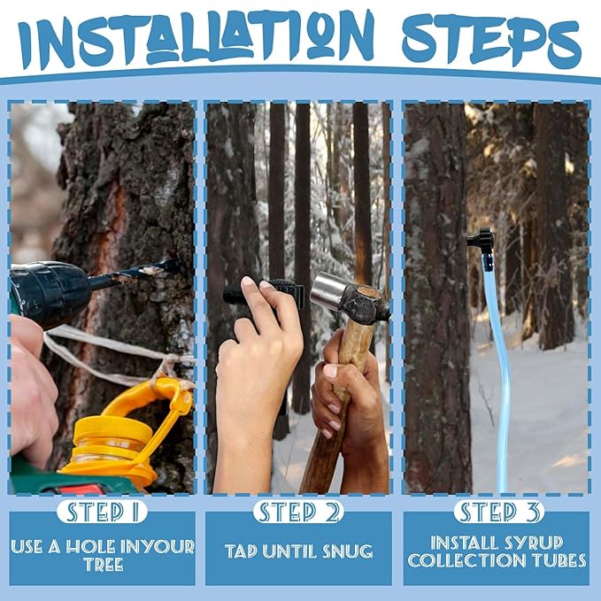 COZYDIG 26FT Maple Syrup Tapping KitMaple Tree Tapping kit Include 8Pcs Taps8Pcs Sap Collection Bags for Experts Beginners Maple Birch Syrup Collection Supplies
