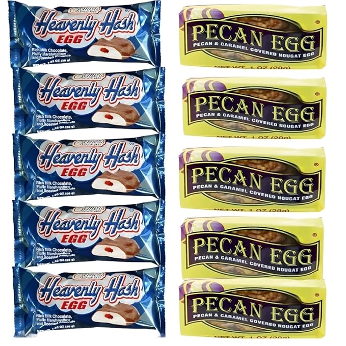 Emer's Easter Chocolate Eggs Assortment Gold Brick Heavenly Hash Pecan Individually Wrapped (Full Size Heavenly Hash Eggs/Pecan Eggs 10 Count)