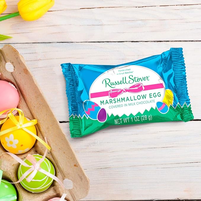 Russell Stover Marshmallow &amp Milk Chocolate Easter Eggs 1 box contains 36 individually wrapped easter eggs 28g each