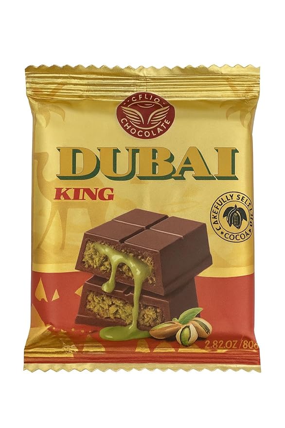 Angelique Chocolate Viral Pistachio Dubai Chocolate King ( Pack of 22 ) – Belgian Milk Chocolates with Knafeh &amp Real Antep Pistachios – Additives Free – Elegant Gourmet Gift Idea ( 2.82 Oz Angel