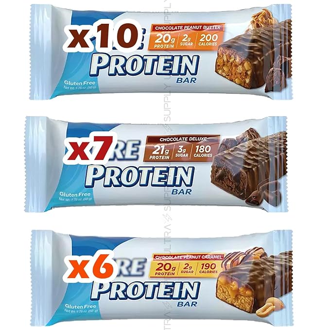 Pure_Proteins Bars (23 Count.) Chocolate Variety Pack – Up to 21g Protein Low Sugar Gluten Free Snack – Chocolate Peanut Butter Deluxe &amp Peanut Caramel