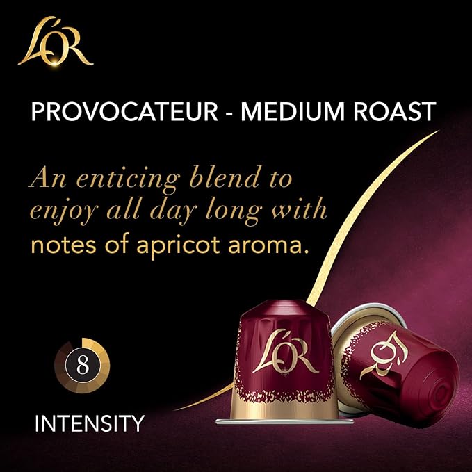 L'OR Coffee Pods 30 Count Provocateur Medium Roast Blend Single-Serve Aluminum Coffee Capsules Compatible with the L'OR BARISTA System &amp *Nespresso Original Machines 30 Count (Pack of 3)