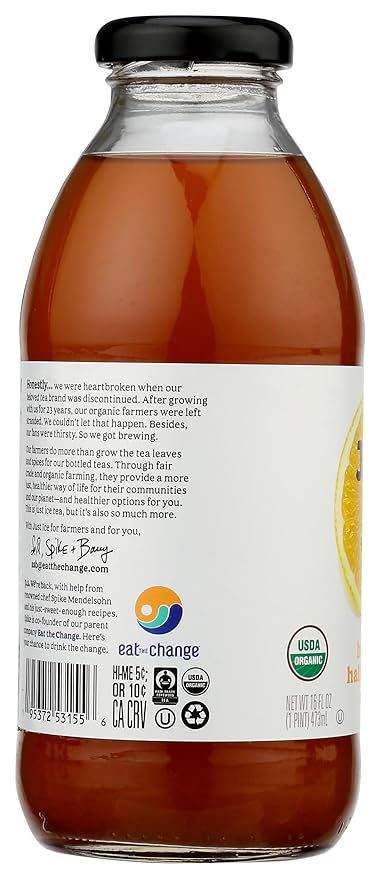 Eat The Change Just Ice Tea Organic Half Tea &amp Half Lemonade Kosher 16 Fluid Ounces (Pack Of 12)