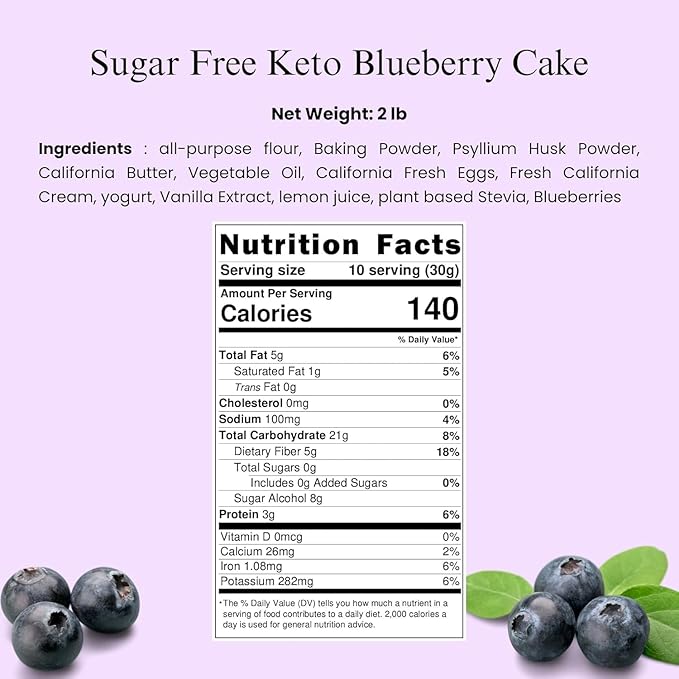 ANDY ANAND CHOCOLATIER Sugar Free Luxurious Blueberry Cake 9 Handcrafted Delicious &amp Moist Perfect for Celebrations 2.8 lbs