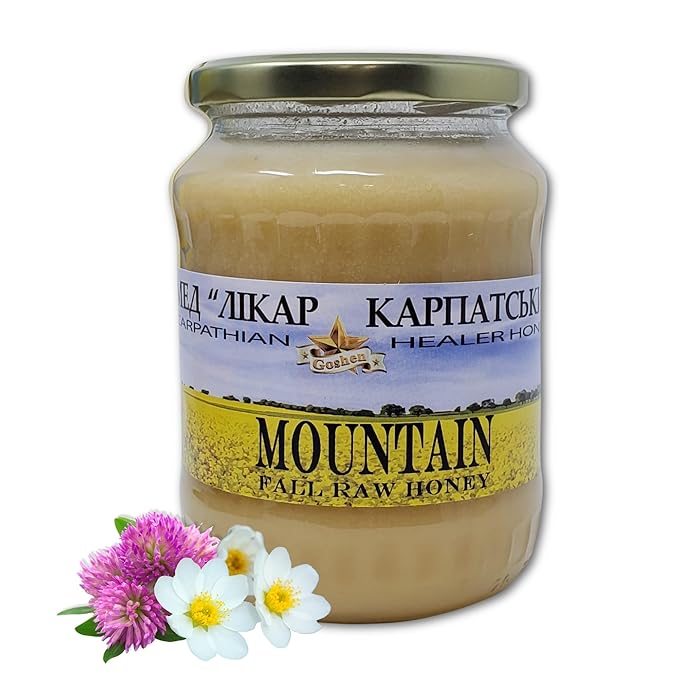 Carpathian Raw Honey Mountain Flowers | 100% Pure Unfiltered Unpasteurized Ethically Sourced | Glass Jar 908g