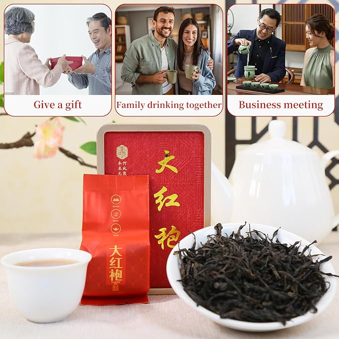 XIXICHA Dahongpao Oolong Tea Rock Tea 80g/2.82oz 8g*10bags Chinese Loose leaf Tea Big Red Robe Strong Flower Aroma Wuyi Mountain Da Hong Pao 大红袍 乌龙茶 茶叶 福建武夷山岩茶 独立包装袋泡
