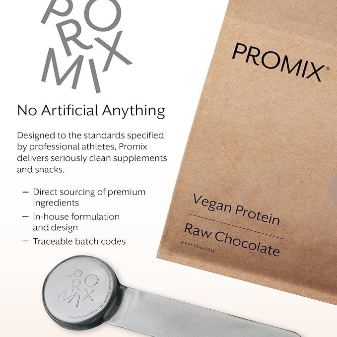 ProMix Nutrition Plant-Based Vegan Protein Powder Raw Chocolate - Pea Protein &amp Vitamin B-12 - ­Post Workout Fitness &amp Nutrition Shakes Smoothies Baking &amp Cooking Recipes - 2.5 Pound (P