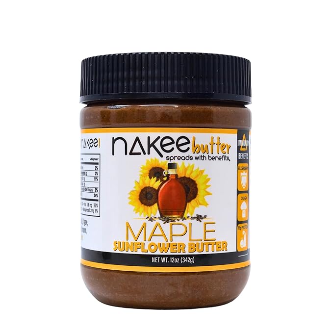 Nakee Butter: Maple Sunflower Vegan Butter High Daily Protein Nut Spread with 12g Protein Immune Boosting Blend with Cinnamon Ginger Elderberry &amp More Low Sugar (12 oz)