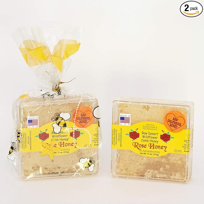 Raw Desert Wildflowers Honey w/Comb Pure 100% Natural Gift Wrapped Pack Of Two