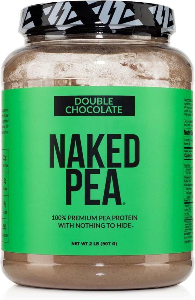 NAKED Pea - Double Chocolate Protein from US &amp Canadian Farms Organic Cocoa Organic Coconut Sugar - No GMO No Soy and Gluten Free Aid Growth and Recovery - 21 Servings