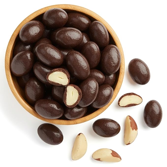 NY Spice Shop Dark Chocolate Brazil Nuts - 1 Pound Gourmet Chocolate Covered Nuts for Baking Desserts Snacks Gifts Parties Romantic Treats and Holiday Celebrations