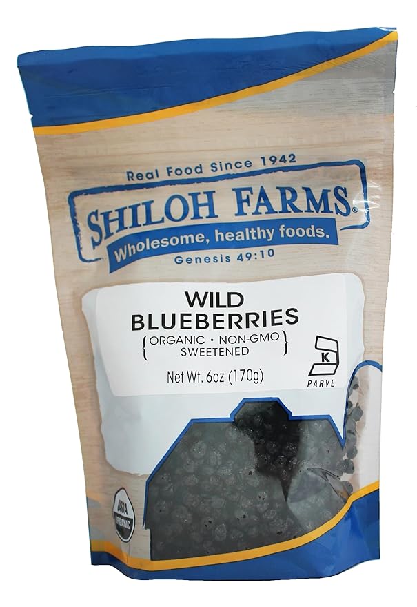 Shiloh Farms Dried Wild Organic Blueberries - Bulk Pack of 6 Count of 6 Oz Naturally Tangy and Sweet Certified Organic Perfect for Gourmet Dishes