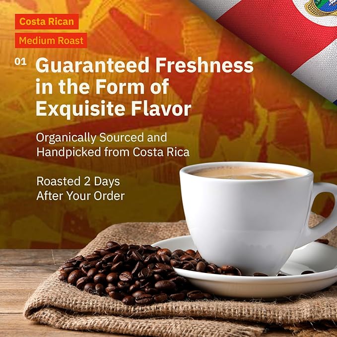 Costa Rican Ground Coffee Medium Roast - 12 oz Single Origin Arabica Coffee Beans from Alajuela Specialty Grade Fair Trade &amp Non-GMO Sweet and Fruity Notes - Freshly Roasted To Order By Kochere