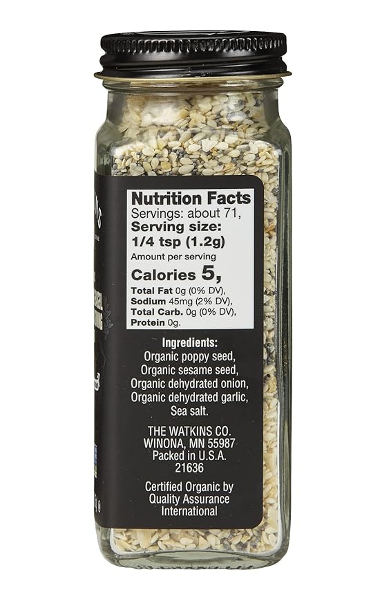 Watkins Gourmet Organic Spice Jar Everything Bagel Sesame Seasoning Blend 3.0 oz. Bottle 3-Pack