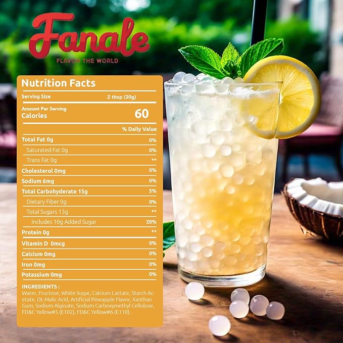 Fanale Popping Boba Pearls for Bubble Tea - 7 lb | Coconut Flavor | Bursting Boba Pearls Bubble | Fruit Juice Flavor for Shakes Dessert Smoothie