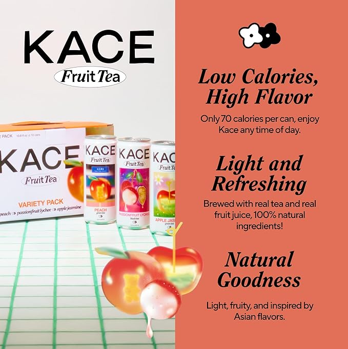 Premium Tea Variety Pack – 3 Flavors: Green Tea with Peach Black Tea with Passion fruit &amp Lychee Jasmine Tea with Apple &amp Honey – Crisp Uplifting &amp Nostalgic Drinks - 12-Pack of 320ml C
