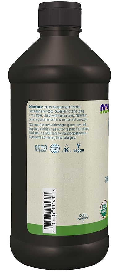NOW Foods BetterStevia Organic Zero-Calorie Liquid Sweetener Keto Friendly Suitable for Diabetics No Erythritol 16-Ounce