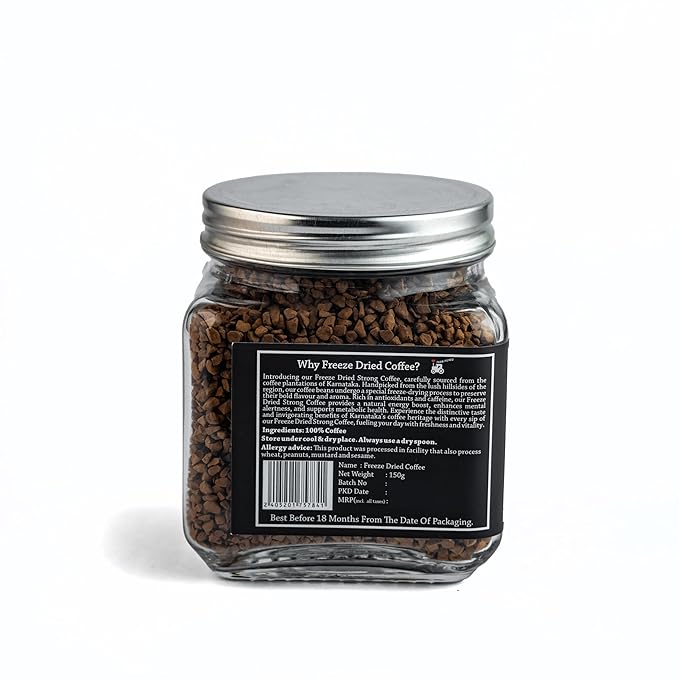 Kiwi Kisan Window - Freeze Dried Instant Coffee150gm (80+ Cups) | 100% Arabica Beans | Bold &amp Rich Taste | No Chicory - No Preservatives | Perfect for Hot &amp Cold Coffee