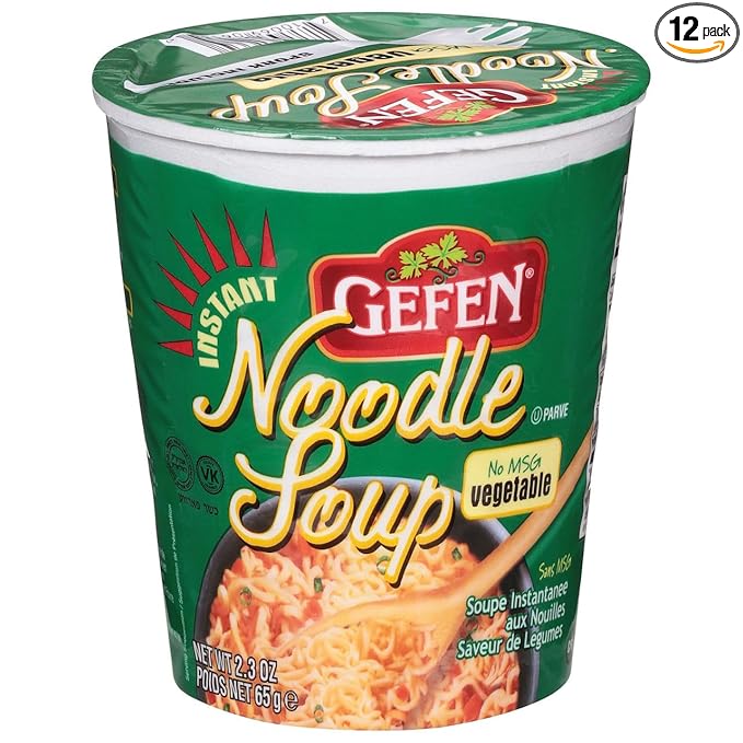 Gefen Instant Noodle Soup Cup (Vegetable Flavor) 2.3 Oz (Pack of 12)