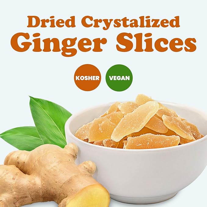 Food to Live Dried Crystalized Ginger Slices 16 Pounds – Sweet and Spicy Natural Snack Ideal for Baking Cooking and Tea. Vegan Kosher Bulk