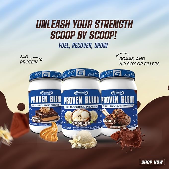Gaspari Nutrition Proven Blend Multi Source Protein Powder Beef Protein Isolate Whey Concentrate and Whey Isolate Builds Lean Muscle 24g of Protein (28 Servings Vanilla Ice Cream)