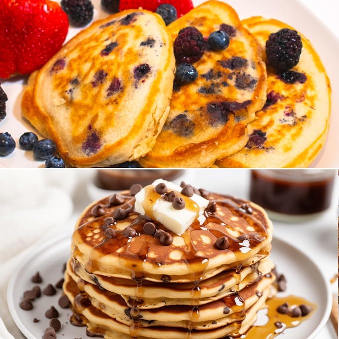 Vicky Cakes Pancake &amp Waffle Mix Variety Bundle - Original Blueberry Pecan and Chocolate Chip | Light &amp Fluffy Dairy-Free Vegan-Friendly Non-GMO | Pack of 4