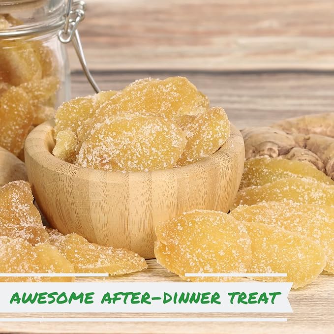 Crystallized Ginger Slices by It's Delish 2 Lbs Bulk | Candied Dried Ginger Fruit Chews Natural Candy Ginger Root with Sugar Crystals Unsulphured No Color Added - Healthy Snack Vegan Kosher