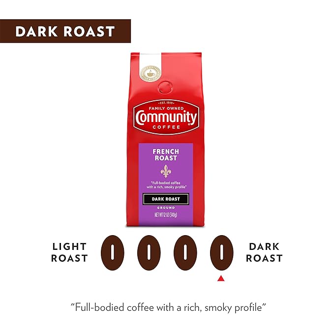 Community Coffee French Roast Dark Roast Ground 12 oz 3 ct Gable Top 12 Ounce (Pack of 3)