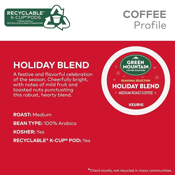 Green Mountain Coffee Roasters Holiday Blend Coffee Keurig Single Serve K-Cup Pods 60 count