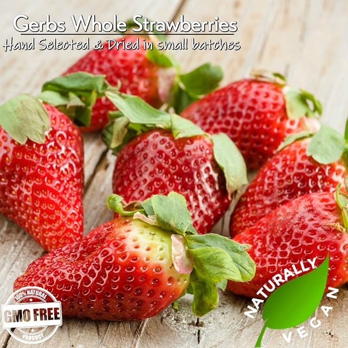 Gerbs Summer Sweet Strawberries 4 lb. | Dehydrated Unsulfured Resealable Bag | Naturally Sweet &amp Tart | Top 14 Allergen-Free