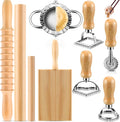 9 Pcs Gnocchi Pasta Making Tools kit - Gnocchi Board Pasta Cutter Ravioli Stamp Wood Threaded Pasta Roller Pin Set Noodle and Dumplings Maker Homemade Kitchen Gift for Pasta Lovers