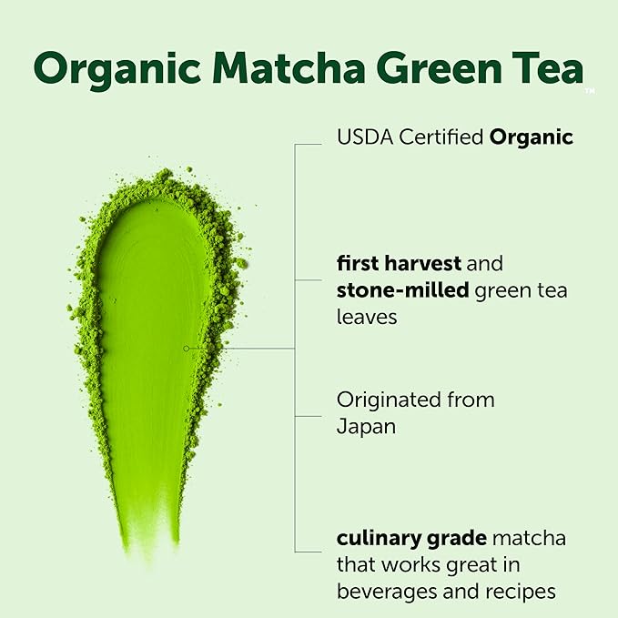 Micro Ingredients Organic Matcha Green Tea Powder First Harvest Culinary Grade from Japan 100% Pure &amp Unflavored Great for Tea Latte &amp Smoothies Non-GMO No Sugar Eco-Friendly Packagin
