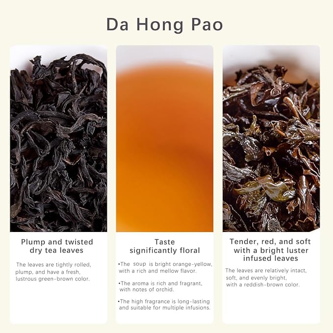 BAMATEA Premium Da Hong Pao Oolong Tea Loose Leaf - Fujian Wuyi Rock Oolong Tea Dahongpao Big Red Robe - High Mountain Chinese Tea 1.76oz (50g)