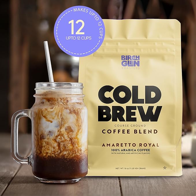 1 lb Medium Roast Cold Brew Coffee Coarse Ground Coffee by Birch Glen Roasters 16 oz Resealable Bag 100% Arabica