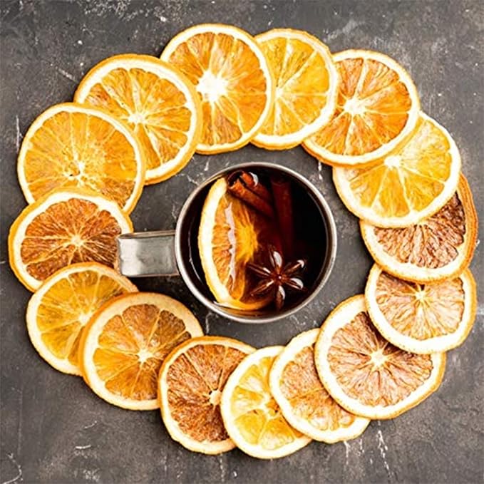 Dried Orange Slices Low temperature drying Handmade Fruit Tea Edible Edible Dried Orange Slices For Cake Decoration Potpourri Candle Crafts Table Scatters (500g/17.63oz) (Orange)