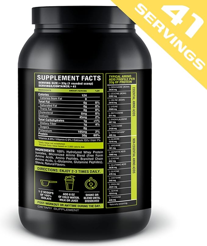 MFL 100% Isolate Protein l 30g of Protein l BCAAs l Keto Friendly l Low Carbs l Gluten Free l 3 lbs. (Vanilla Bean)