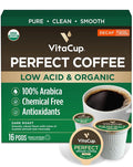 VitaCup Organic Perfect Dark Roast Decaf Coffee Pod for Pure &amp Clean Energy Antioxidants Low Acid Peru Single Origin in Single Serve Pod compatible w/Keurig K-Cup Brewers16CT