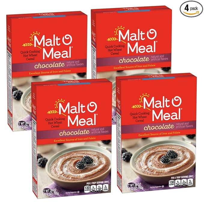 Chocolate Malt-O-Meal® Quick Cooking Hot Breakfast Cereal 28 Ounce Box (Pack of 4)