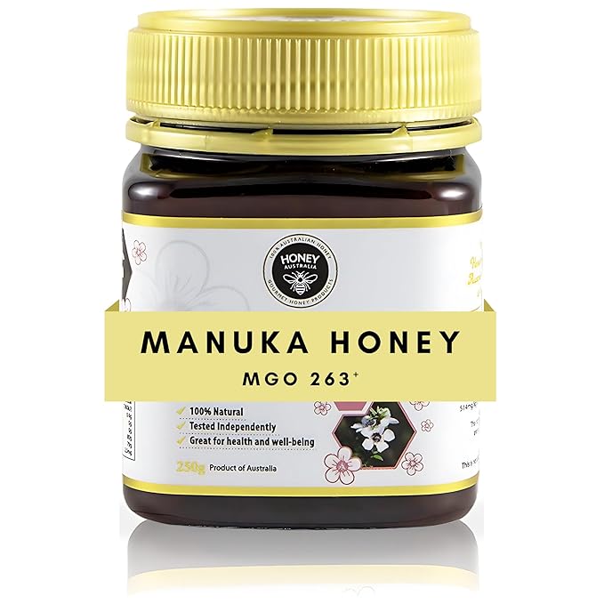 Honey Australia Manuka Honey MGO 263+ | 8.8 oz | Raw Organic Pure Honey for Daily Wellness &amp Energy | Natural Sweetener &amp Health Boost | Rich in Nutrients Delicious Creamy Flavor