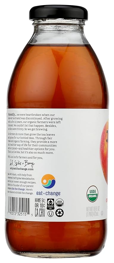 Eat The Change Just Ice Tea Organic Peach Oolong Tea Kosher 16 Fluid Ounces (Pack Of 12)