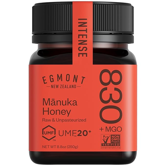 Egmont Honey Manuka Honey UMF 20+ MGO 830+ | 8.8 oz (250 g) | 100% Pure Authentic New Zealand Honey UMF &amp MGO Certified Non-GMO Kosher Traceable Recycled Jar Immune Support