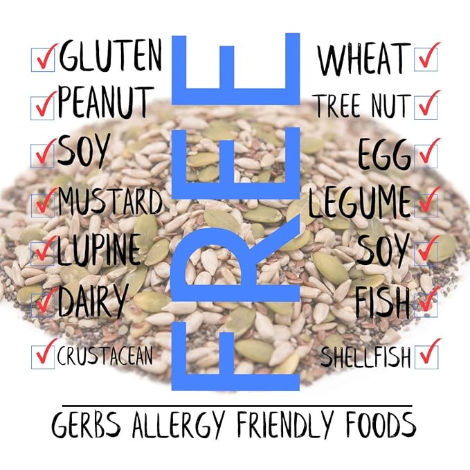 Gerbs Super 5 Seed Snack Mix 2 lbs. | Raw No Artificial Additives Resealable Bag | Crunchy Pumpkin Sunflower Flax Chia &amp Hemp Blend | Top 14 Allergen-Free