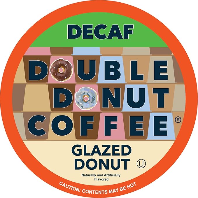 Glazed Donut Coffee Medium Roast Flavored Decaf Coffee Pods for Keurig K-Cup Makers from Double Donut 96 Capsules