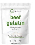 Beef Gelatin Powder 1lb | Premium Source from Grass-Fed &amp Pasture Raised Beef | Unflavored Thickening Agent for Cooking &amp Baking | Natural Protein &amp Collagen | Non-GMO Gluten Frees