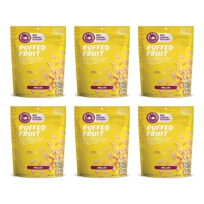 Made In Nature Organic Puffed Fruit Melon 1.1 Ounce Bag (Pack of 6) - Vegan Snack Non-GMO Gluten Free