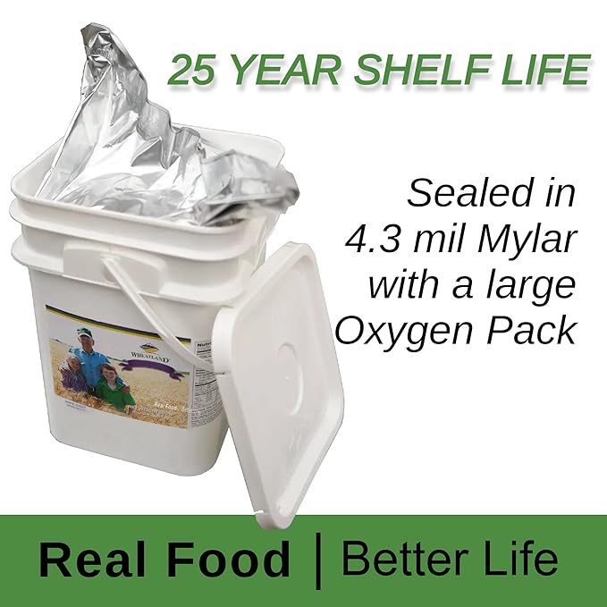 Hard White Wheat Berries : Wheatland™ : 25 lb Bulk: Emergency Preparedness : Mylar : Oxygen Absorber : 30 Year Shelf Life : Non GMO: NO Glyphosate : Long Term Food Storage