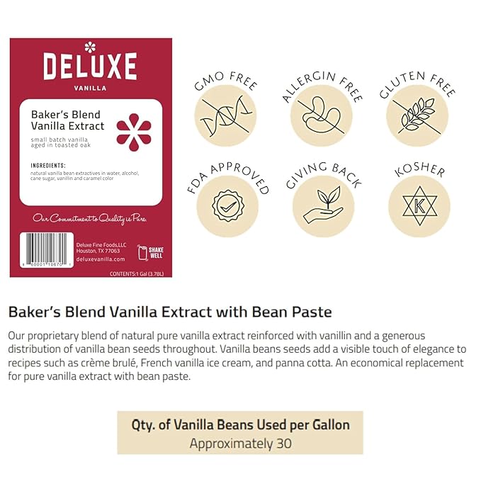 Bakers Blend Vanilla Extract Bulk 128 oz Made with Real Vanilla Extractives (1 Gallon)